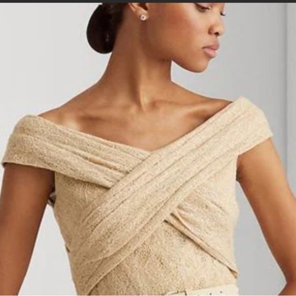 Lauren Ralph Lauren BLACK LABEL Sequin Off-Shoulder Cocktail Dress Size 2 - Picture 6 of 17